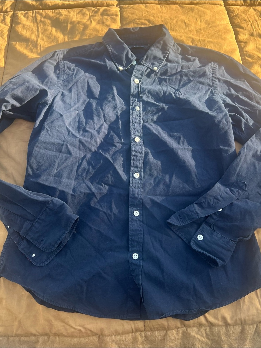 Ralph Lauren Navy Blue Button-Down Shirt Slim Fit Capsule Wardrobe Classic Sz 10
